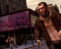 Niko Bellic and some guy panicking in the background