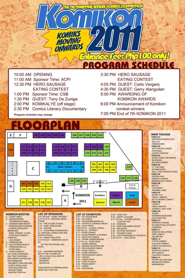Komikon 2011  Program Schedule and Floor Plan