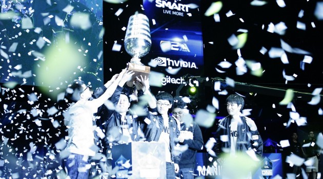 ESL One Manila champion Wings Gaming celebrates its victory