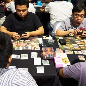 ToyCon guests playing card games.