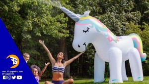 Giant Unicorn Yard Sprinkler feat